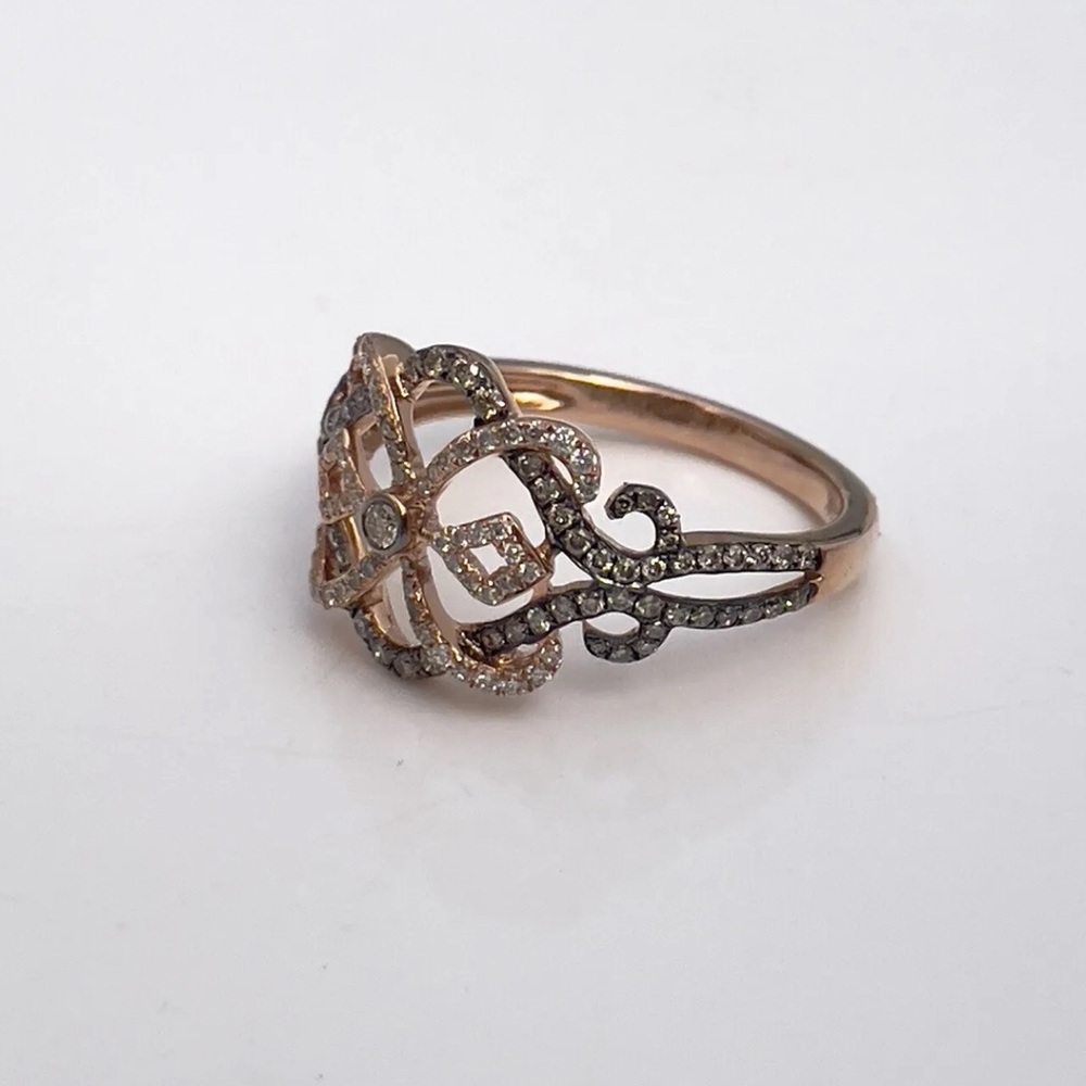 SOLD! 🤎 LeVian Chocolate Diamonds Art Deco Style Ring 14K Rose Gold - Picture 7 of 10